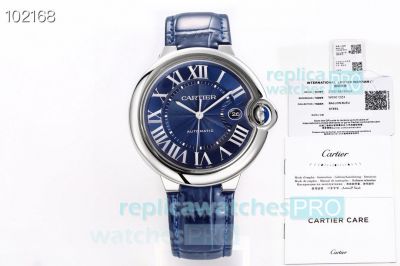 Replica AF Factory Ballon Bleu De Cartier Blue Roman Marks Dial Men 42MM Watch